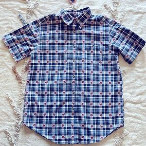 Vintage Bobbie Brooks Plaid Shirt Red Leaves button front shirt womens medium M